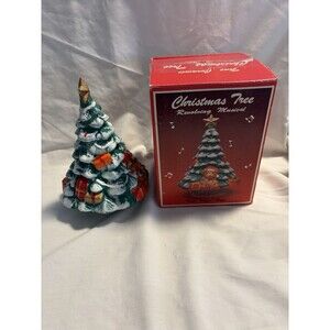 Ceramic Christmas Tree Revolving w/Music Jingle Bells Original Box Vintage ￼